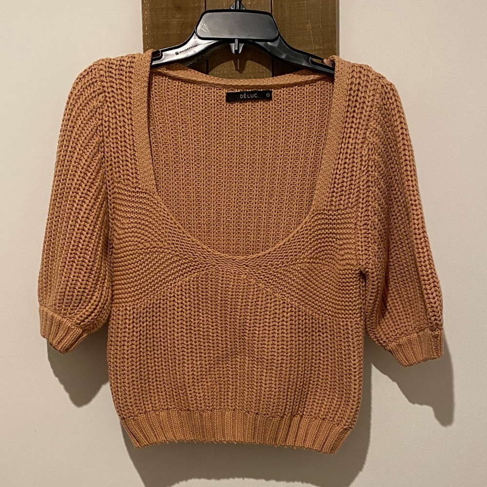 Deluc Women's Knit Scoop Neck Sweater in Tan